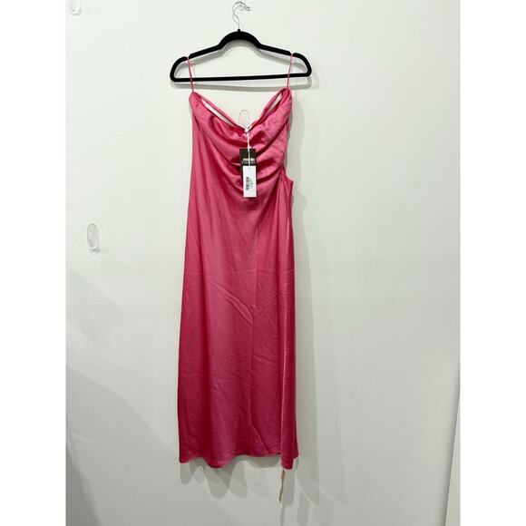NWT Reformation Nevaeh Satin Strapless Maxi Dress Flambe Pink Women's Size Large - Picture 4 of 6